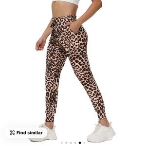 Viral Showitty Soft Stretch Leopard Print Women's Joggers Athletic Pants S